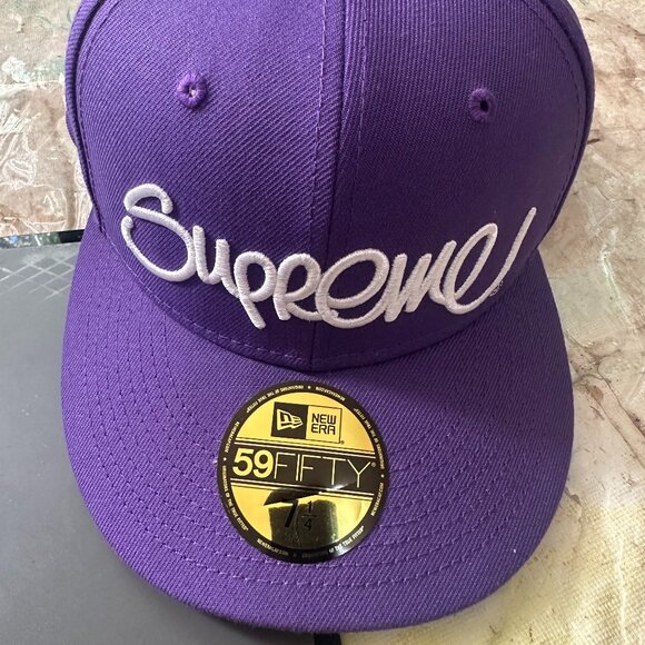 Supreme X New Era Purple Fitted Hat Size 7 1/4 57.7 cm - Picture 1 of 8